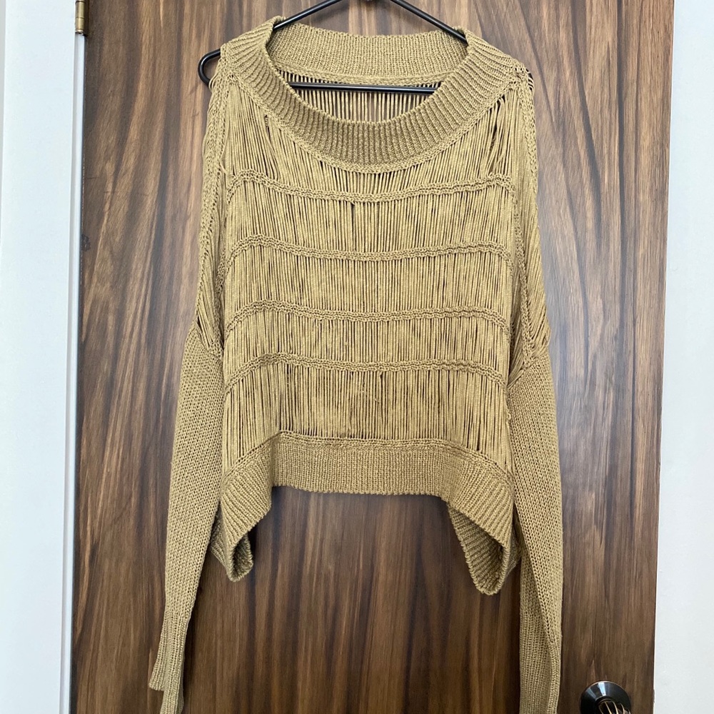 Khaki Sweater, Vented Threading